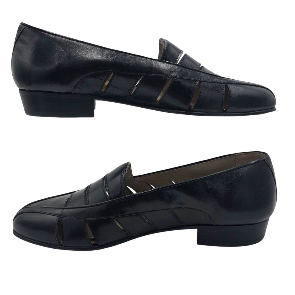Vintage NEW Brassboot Spain Mens 7 Black Leather Loafer Dress Shoes Sandals NOS - Picture 5 of 11